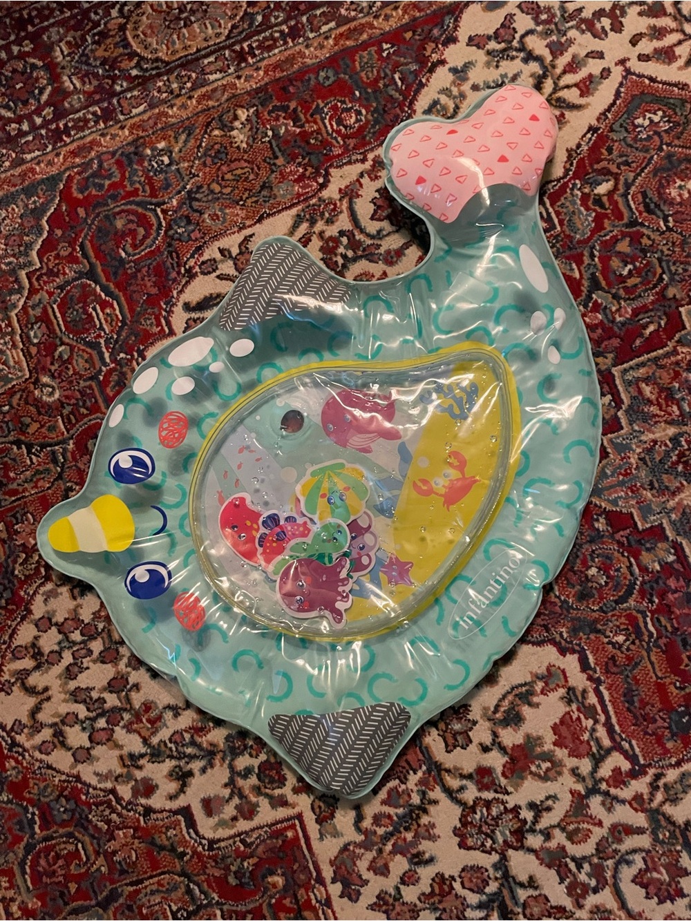 Infantino Inflatable Whale Tummy Time Mat - Teal & Pink
